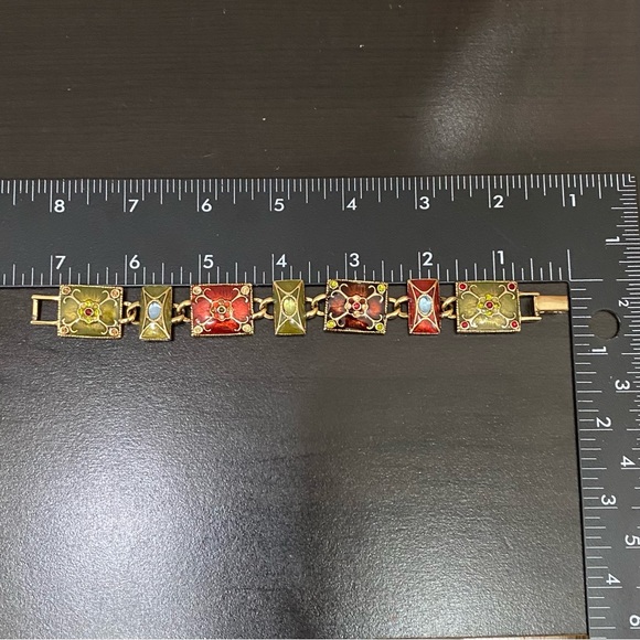 Vintage LIZ CLAIBORNE Enameled Link Bracelet - Picture 9 of 12